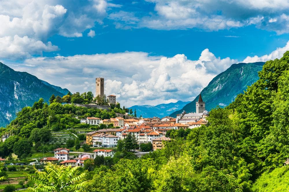 Northern Italian coastline with warm light